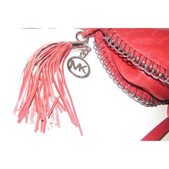 Michael Kors Circular Red Leather Crossbody - Picture 6 of 12